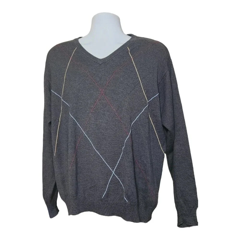Ping Collection Sweater Men's Large Gray V-Neck Golf‎ Pullover